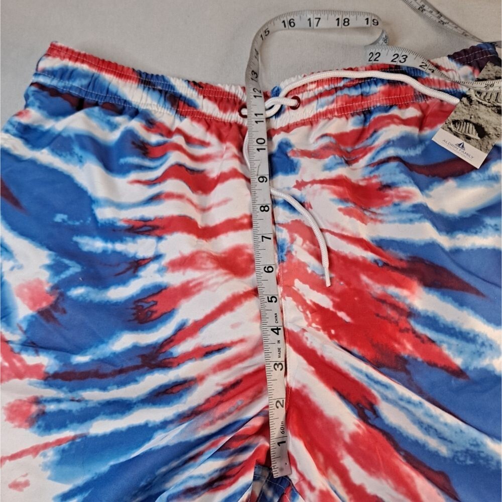NASA Aldrin Family Foundation Men's M Tie Dye Swim Trunks Red/White/Blue - Picture 9 of 10